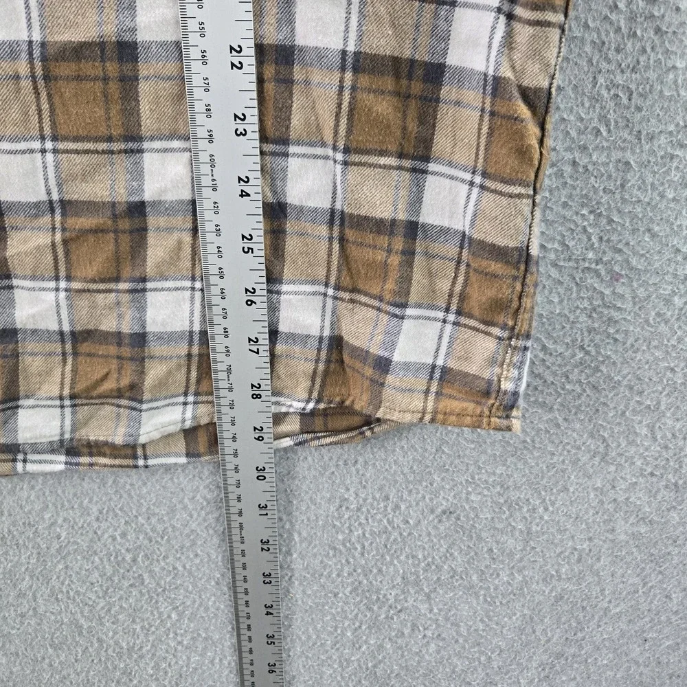 Uniqlo‎ Men Button Up Shirt XL Brown Plaid Flannel Casual Long Sleeve